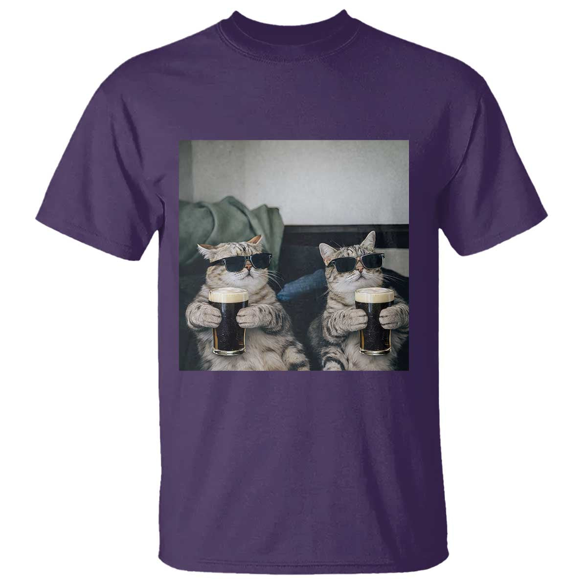 Funny Cat Drinking Irish Stout Beer T Shirt Black Beer and Cat Lovers