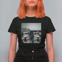 Funny Cat Drinking Irish Stout Beer T Shirt For Women Black Beer and Cat Lovers