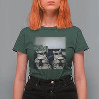 Funny Cat Drinking Irish Stout Beer T Shirt For Women Black Beer and Cat Lovers