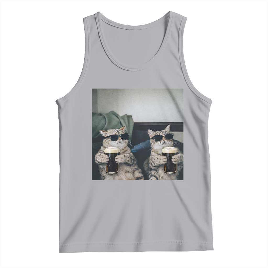 Funny Cat Drinking Irish Stout Beer Tank Top Black Beer and Cat Lovers