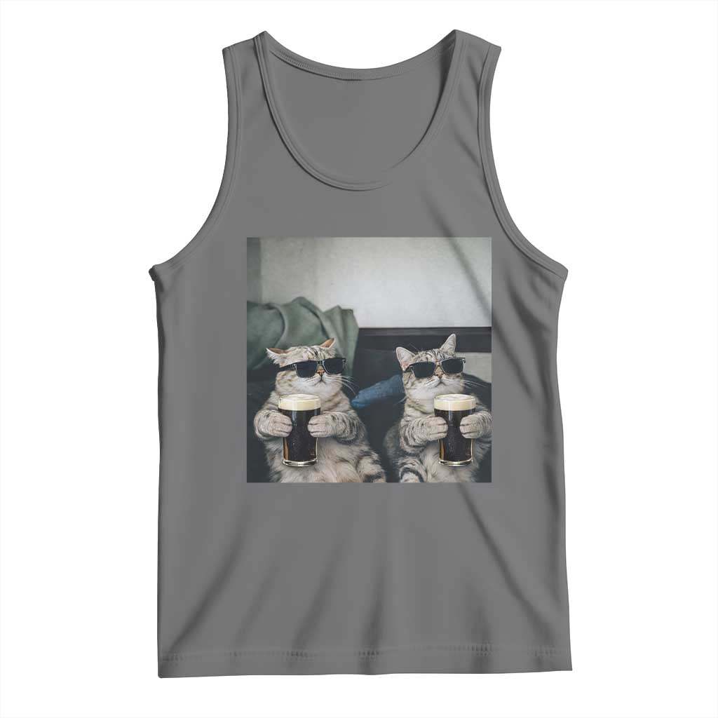 Funny Cat Drinking Irish Stout Beer Tank Top Black Beer and Cat Lovers