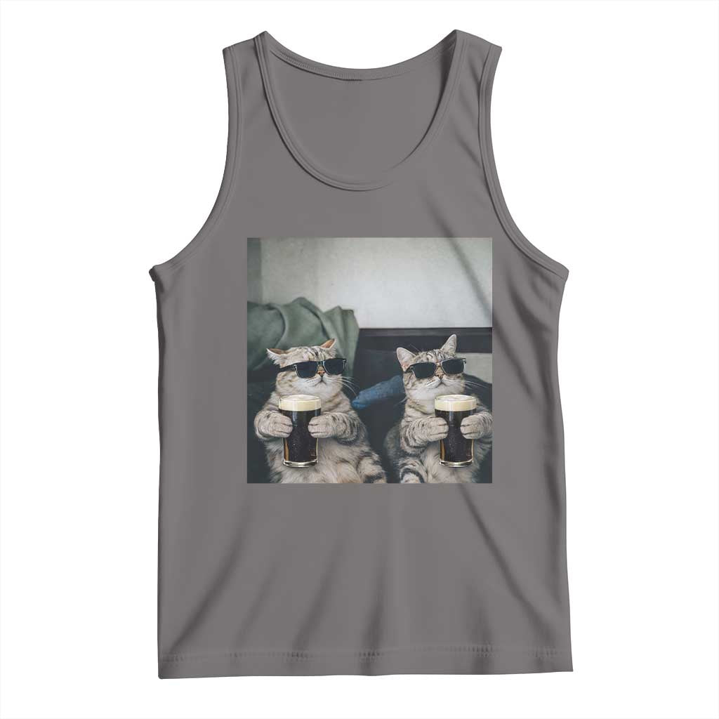 Funny Cat Drinking Irish Stout Beer Tank Top Black Beer and Cat Lovers