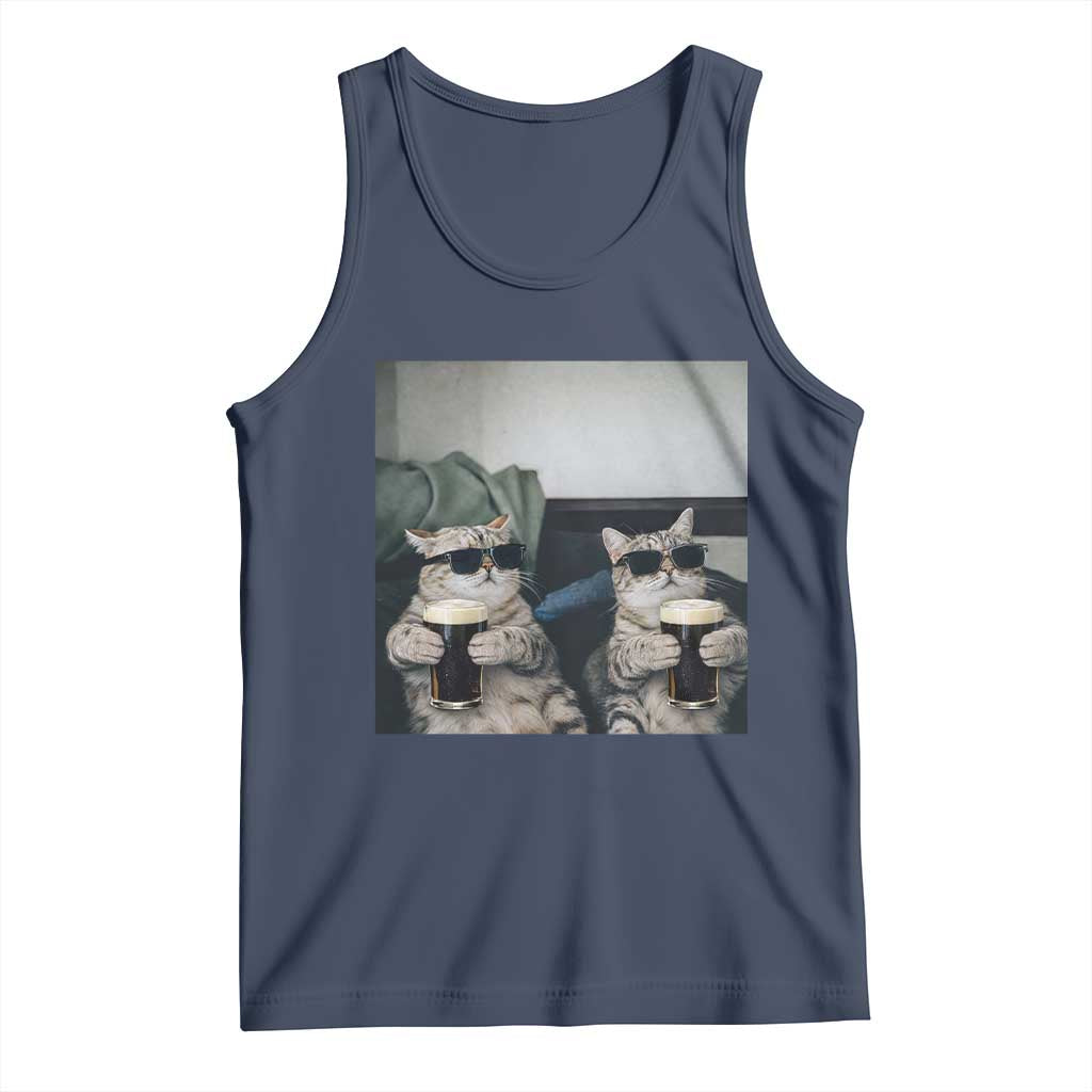 Funny Cat Drinking Irish Stout Beer Tank Top Black Beer and Cat Lovers