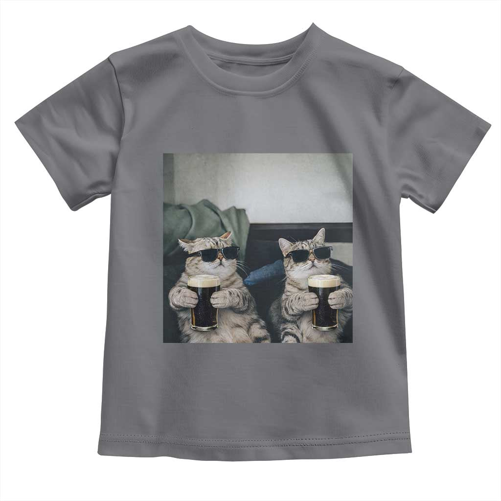Funny Cat Drinking Irish Stout Beer Toddler T Shirt Black Beer and Cat Lovers