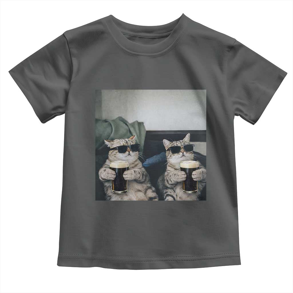 Funny Cat Drinking Irish Stout Beer Toddler T Shirt Black Beer and Cat Lovers