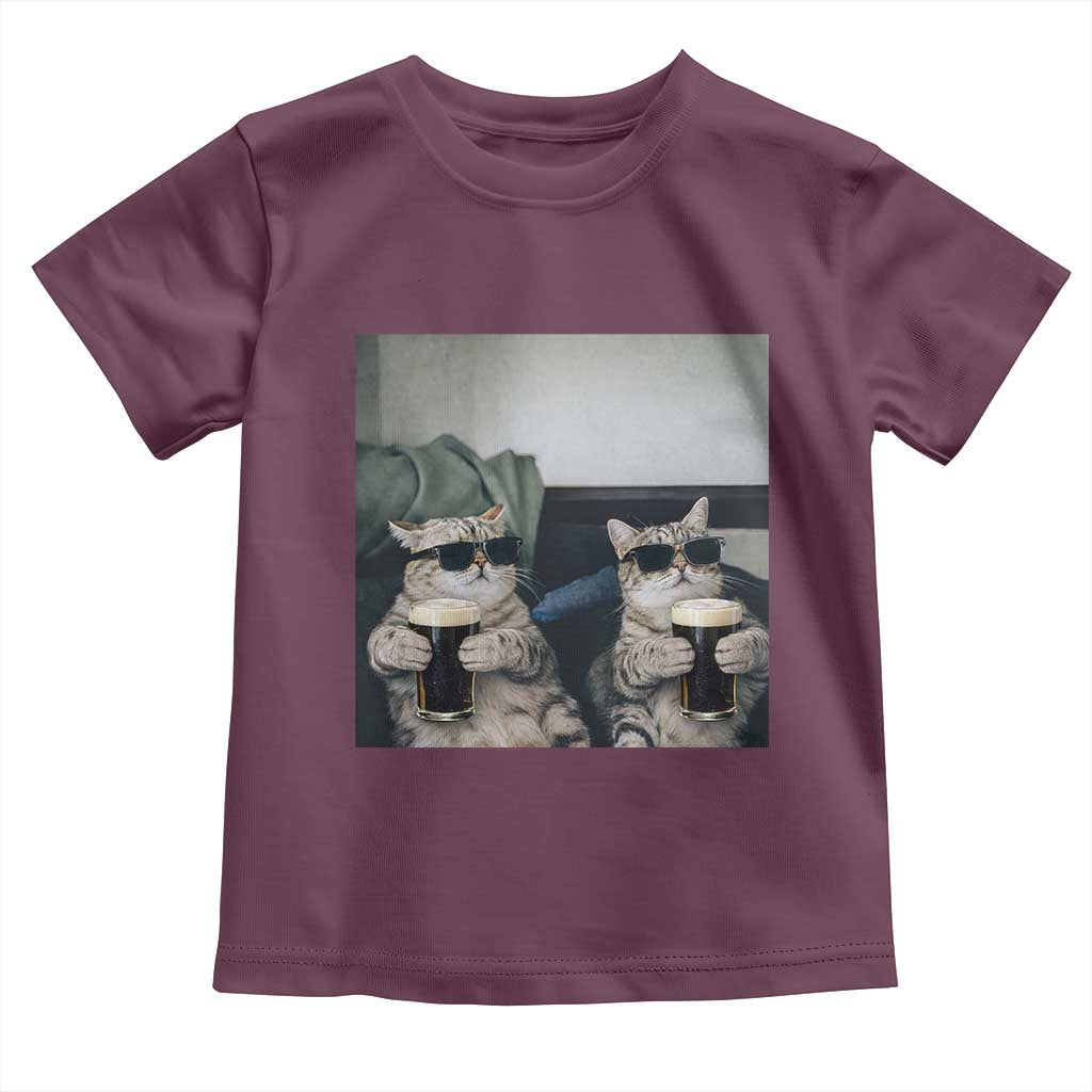 Funny Cat Drinking Irish Stout Beer Toddler T Shirt Black Beer and Cat Lovers