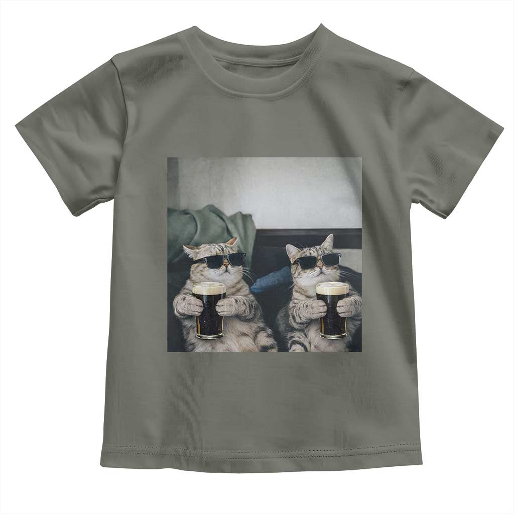 Funny Cat Drinking Irish Stout Beer Toddler T Shirt Black Beer and Cat Lovers