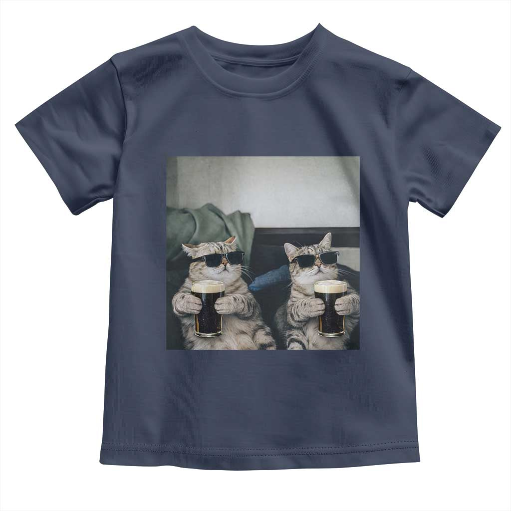Funny Cat Drinking Irish Stout Beer Toddler T Shirt Black Beer and Cat Lovers