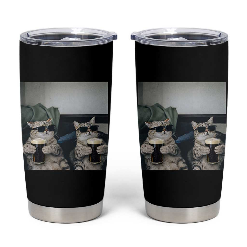 Funny Cat Drinking Irish Stout Beer Tumbler Cup Black Beer and Cat Lovers