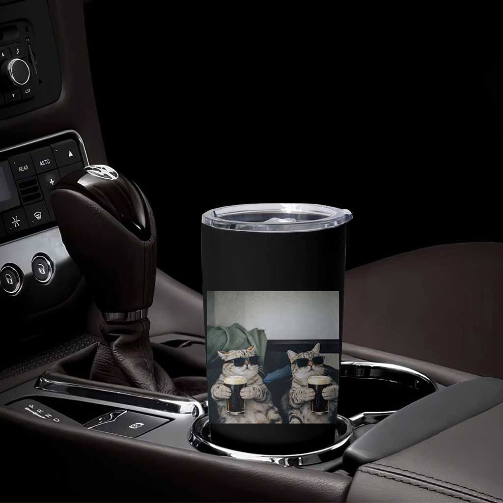 Funny Cat Drinking Irish Stout Beer Tumbler Cup Black Beer and Cat Lovers