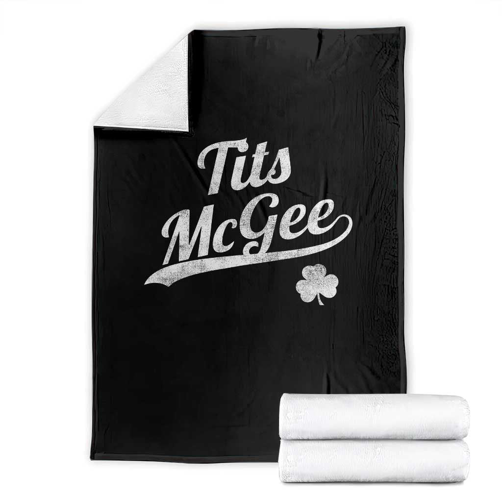 Tits McGee Throw Blanket Funny St Patricks Day Adult Humor Shamrocks