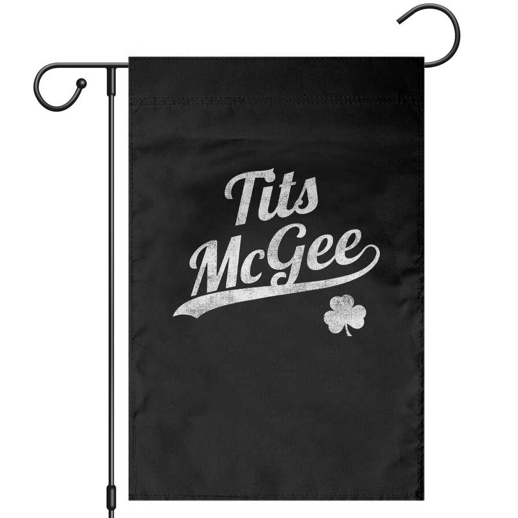 Tits McGee Garden Flag Funny St Patricks Day Adult Humor Shamrocks