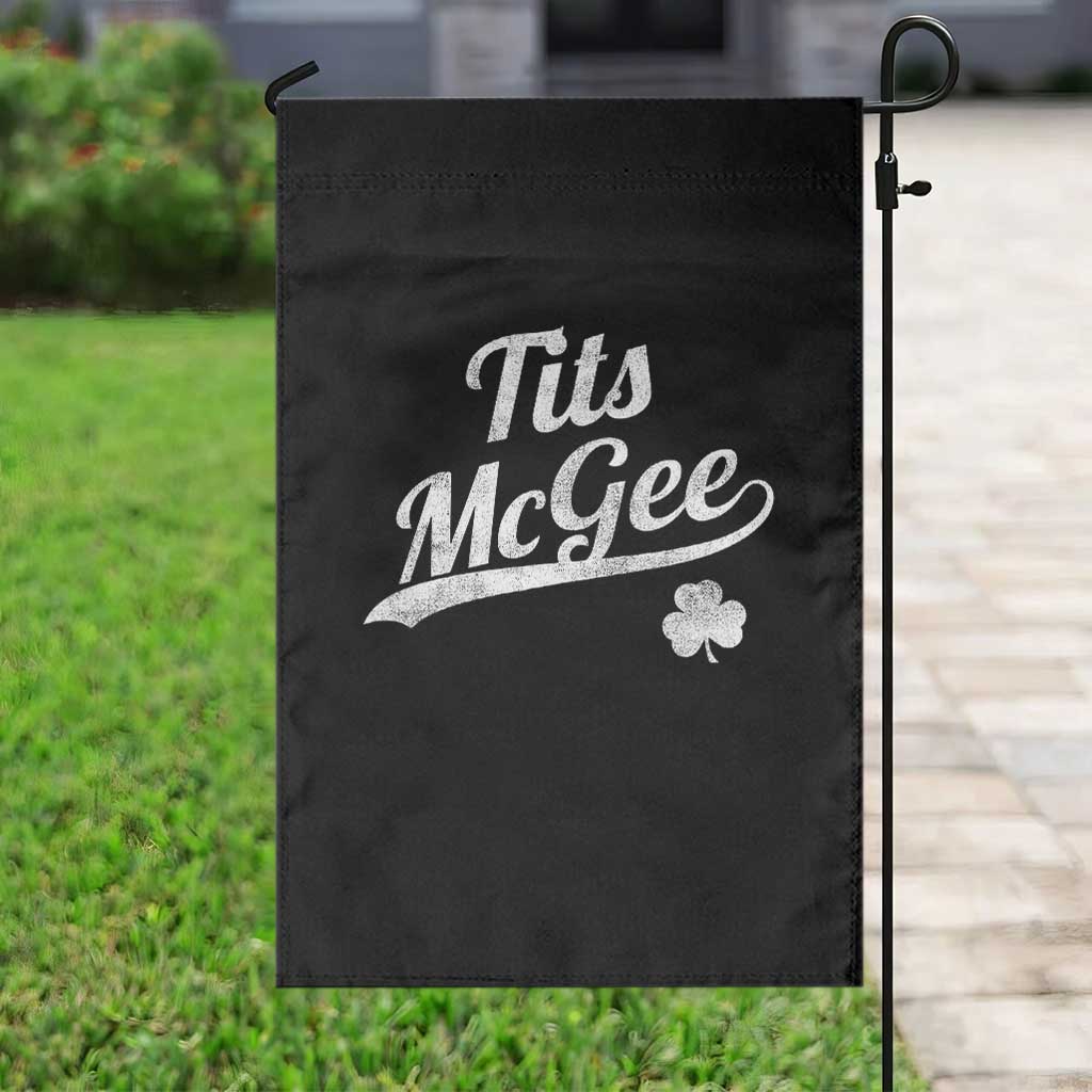 Tits McGee Garden Flag Funny St Patricks Day Adult Humor Shamrocks