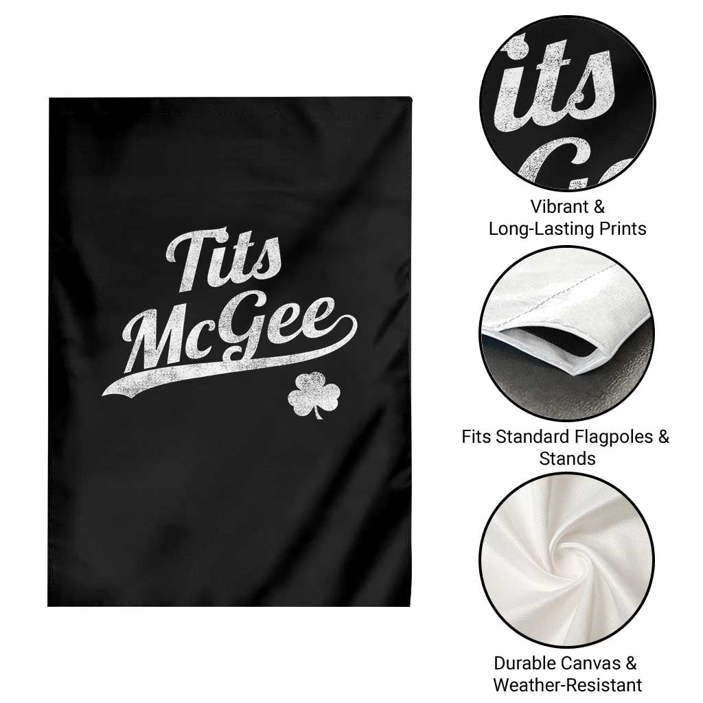Tits McGee Garden Flag Funny St Patricks Day Adult Humor Shamrocks