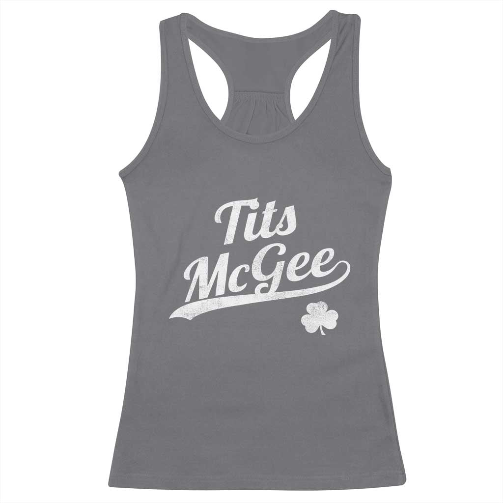 Tits McGee Racerback Tank Top Funny St Patricks Day Adult Humor Shamrocks