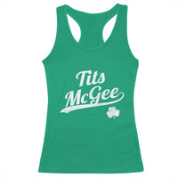 Tits McGee Racerback Tank Top Funny St Patricks Day Adult Humor Shamrocks