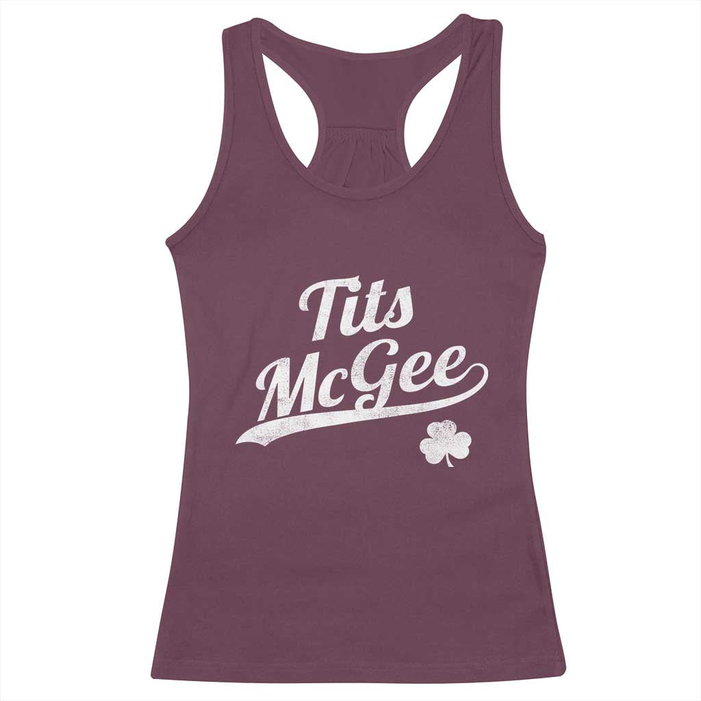 Tits McGee Racerback Tank Top Funny St Patricks Day Adult Humor Shamrocks