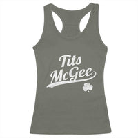 Tits McGee Racerback Tank Top Funny St Patricks Day Adult Humor Shamrocks