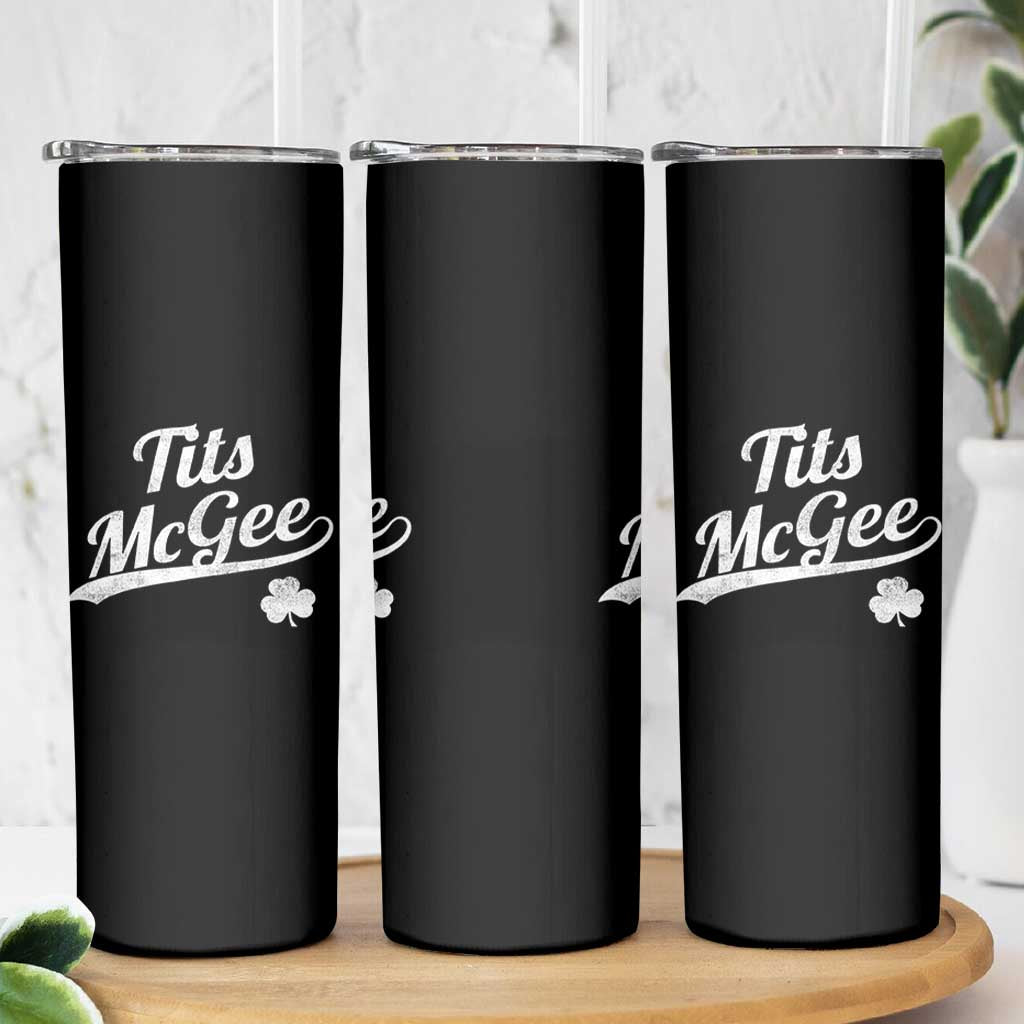 Tits McGee Skinny Tumbler Funny St Patricks Day Adult Humor Shamrocks