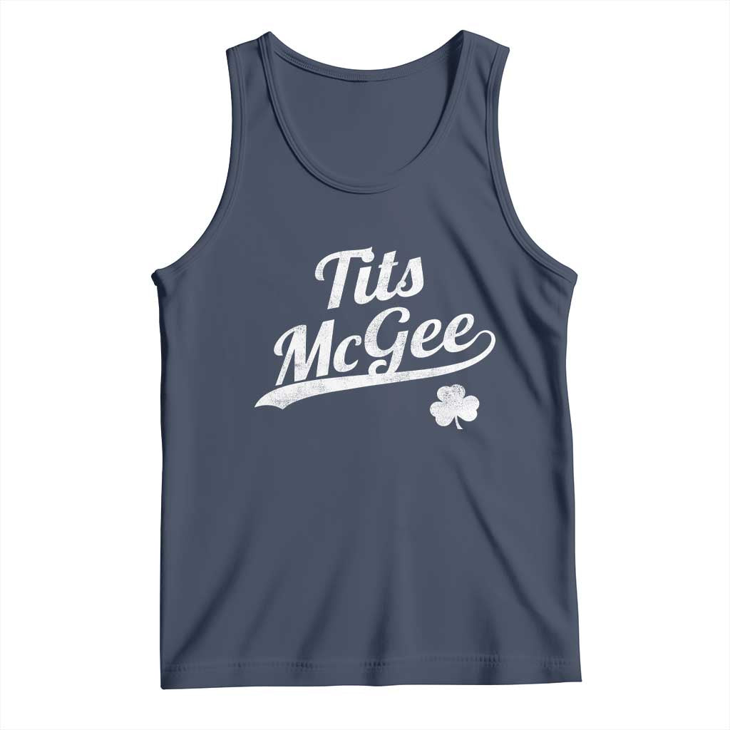 Tits McGee Tank Top Funny St Patricks Day Adult Humor Shamrocks