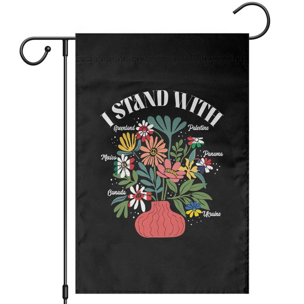 I Stand With Canada Greenland Mexico Panama Gaza Ukraine Garden Flag Retro Floral