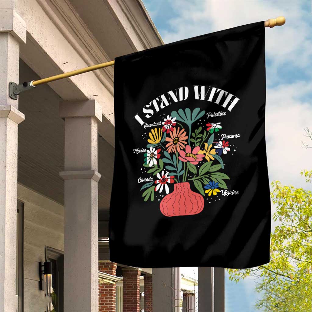 I Stand With Canada Greenland Mexico Panama Gaza Ukraine Garden Flag Retro Floral