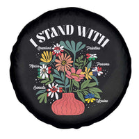 I Stand With Canada Greenland Mexico Panama Gaza Ukraine Spare Tire Cover Retro Floral