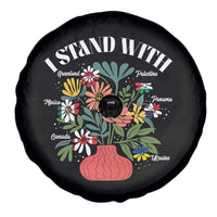 I Stand With Canada Greenland Mexico Panama Gaza Ukraine Spare Tire Cover Retro Floral