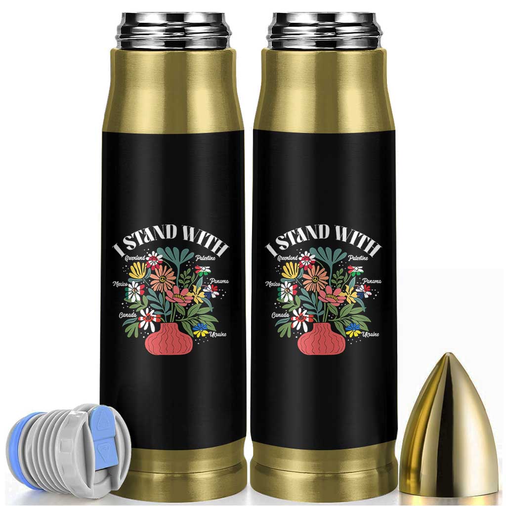 I Stand With Canada Greenland Mexico Panama Gaza Ukraine Bullet Tumbler Retro Floral