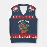I Stand With Canada Greenland Mexico Panama Gaza Ukraine V-Neck Knit Sweater Vest Retro Floral