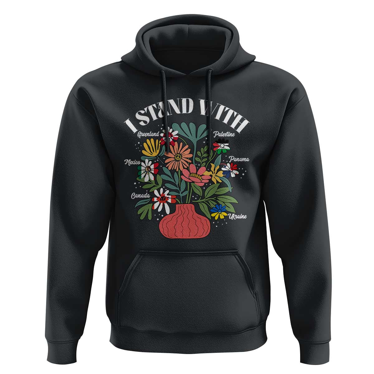 I Stand With Canada Greenland Mexico Panama Gaza Ukraine Hoodie Retro Floral