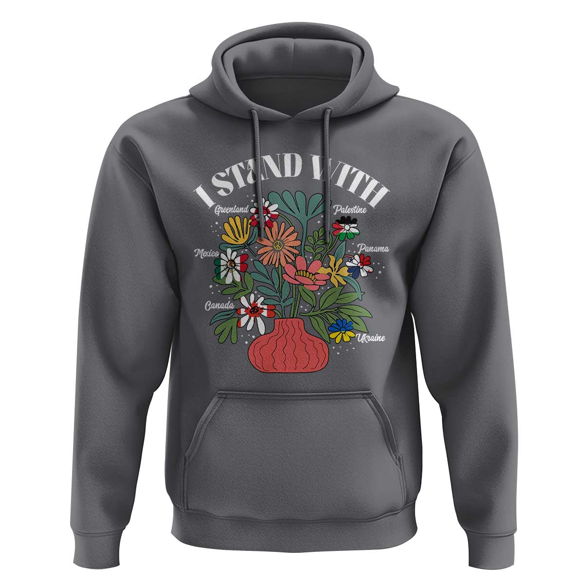 I Stand With Canada Greenland Mexico Panama Gaza Ukraine Hoodie Retro Floral