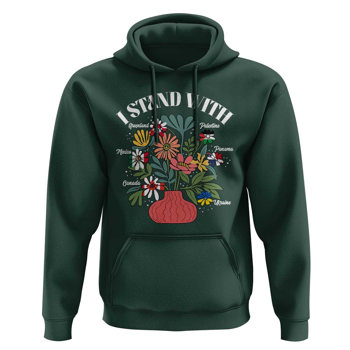 I Stand With Canada Greenland Mexico Panama Gaza Ukraine Hoodie Retro Floral