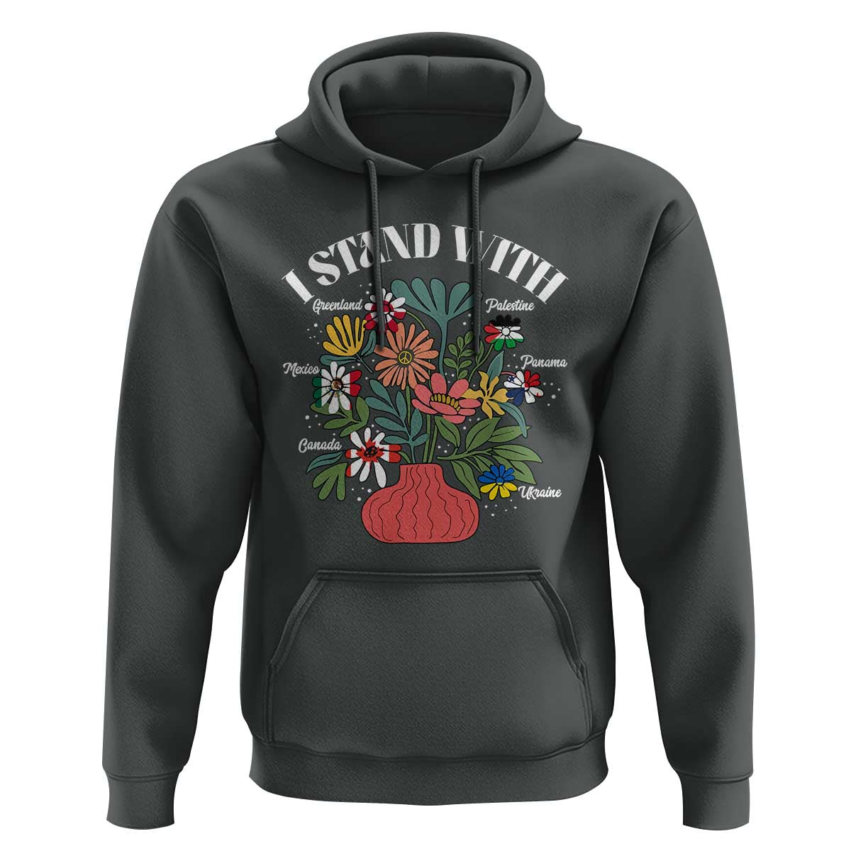 I Stand With Canada Greenland Mexico Panama Gaza Ukraine Hoodie Retro Floral