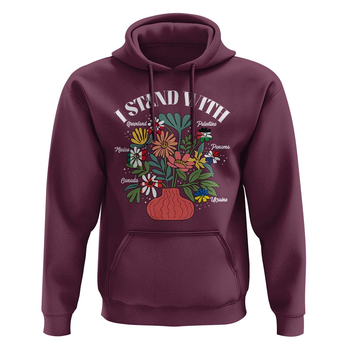 I Stand With Canada Greenland Mexico Panama Gaza Ukraine Hoodie Retro Floral