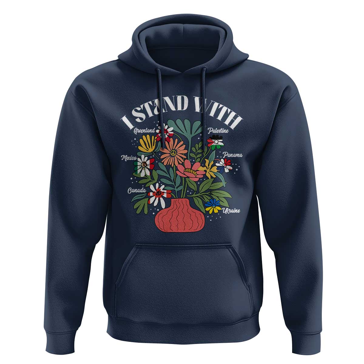 I Stand With Canada Greenland Mexico Panama Gaza Ukraine Hoodie Retro Floral