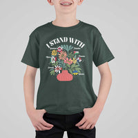 I Stand With Canada Greenland Mexico Panama Gaza Ukraine T Shirt For Kid Retro Floral