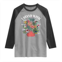 I Stand With Canada Greenland Mexico Panama Gaza Ukraine Raglan Shirt Retro Floral