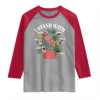 I Stand With Canada Greenland Mexico Panama Gaza Ukraine Raglan Shirt Retro Floral