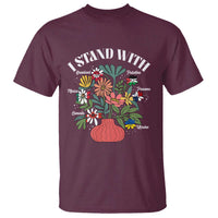 I Stand With Canada Greenland Mexico Panama Gaza Ukraine T Shirt Retro Floral
