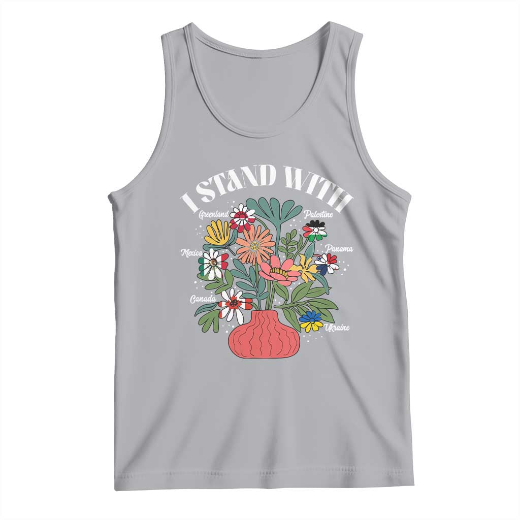I Stand With Canada Greenland Mexico Panama Gaza Ukraine Tank Top Retro Floral