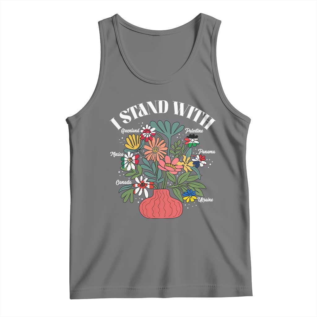 I Stand With Canada Greenland Mexico Panama Gaza Ukraine Tank Top Retro Floral