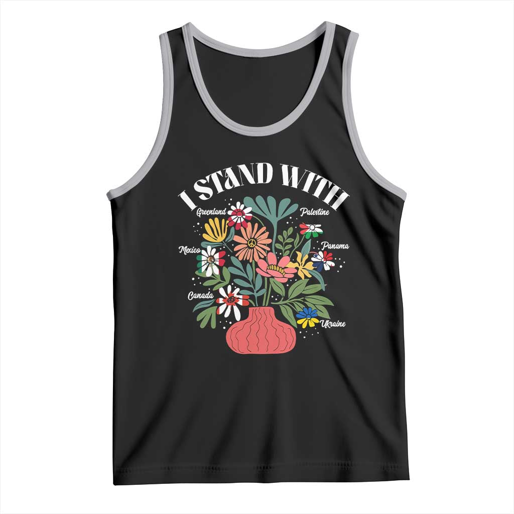 I Stand With Canada Greenland Mexico Panama Gaza Ukraine Tank Top Retro Floral
