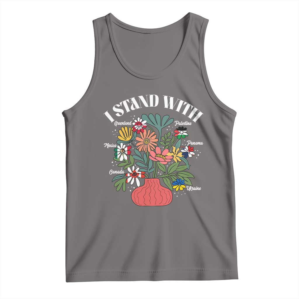 I Stand With Canada Greenland Mexico Panama Gaza Ukraine Tank Top Retro Floral
