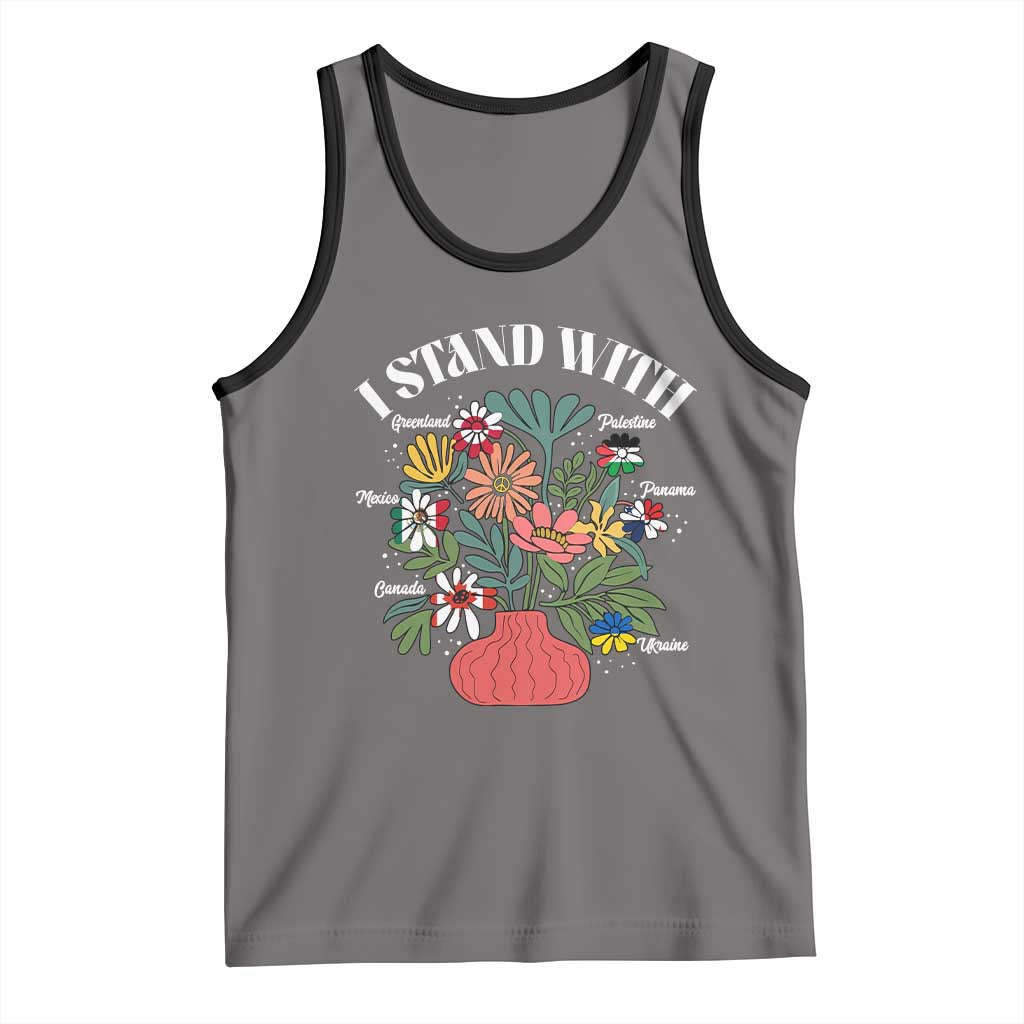 I Stand With Canada Greenland Mexico Panama Gaza Ukraine Tank Top Retro Floral