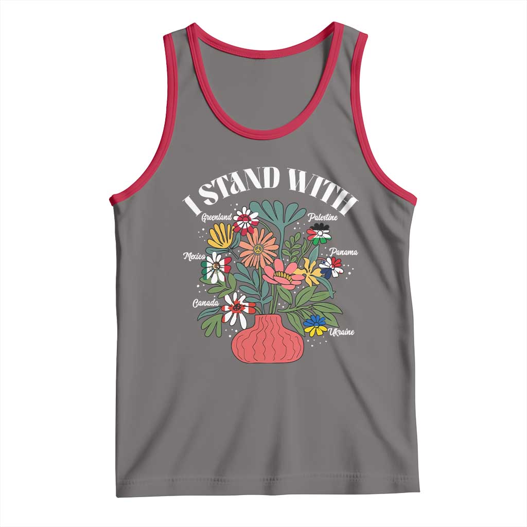 I Stand With Canada Greenland Mexico Panama Gaza Ukraine Tank Top Retro Floral