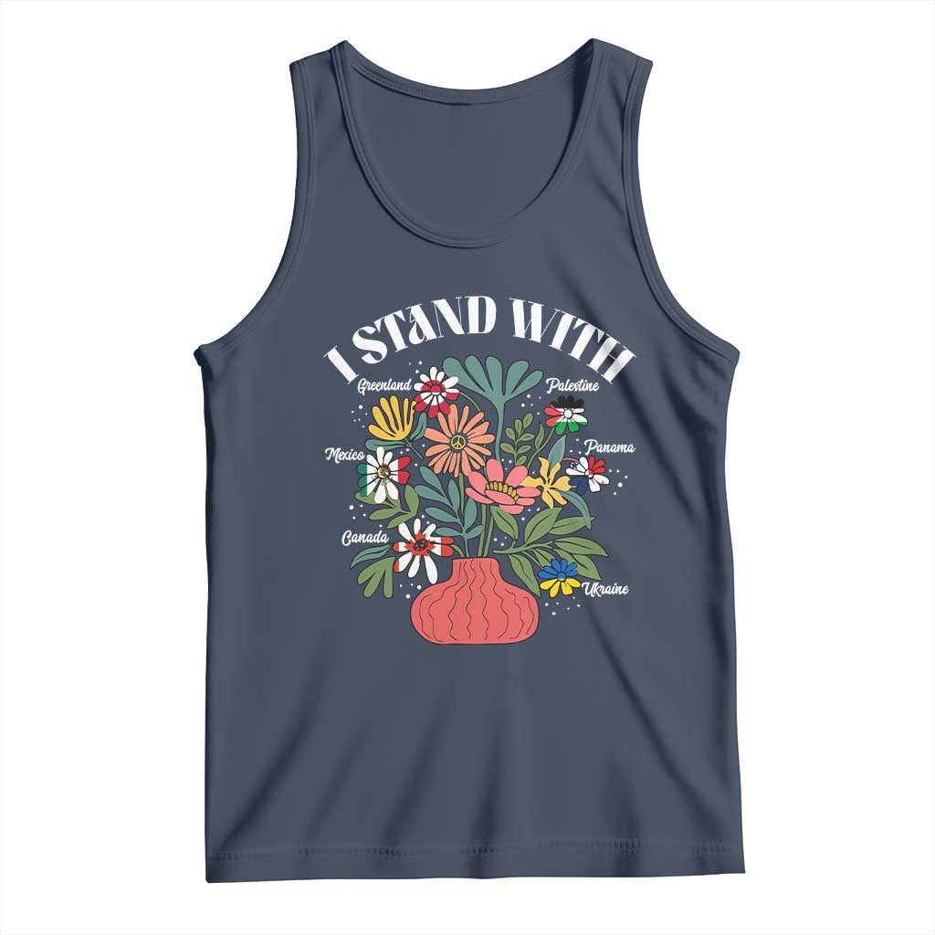 I Stand With Canada Greenland Mexico Panama Gaza Ukraine Tank Top Retro Floral