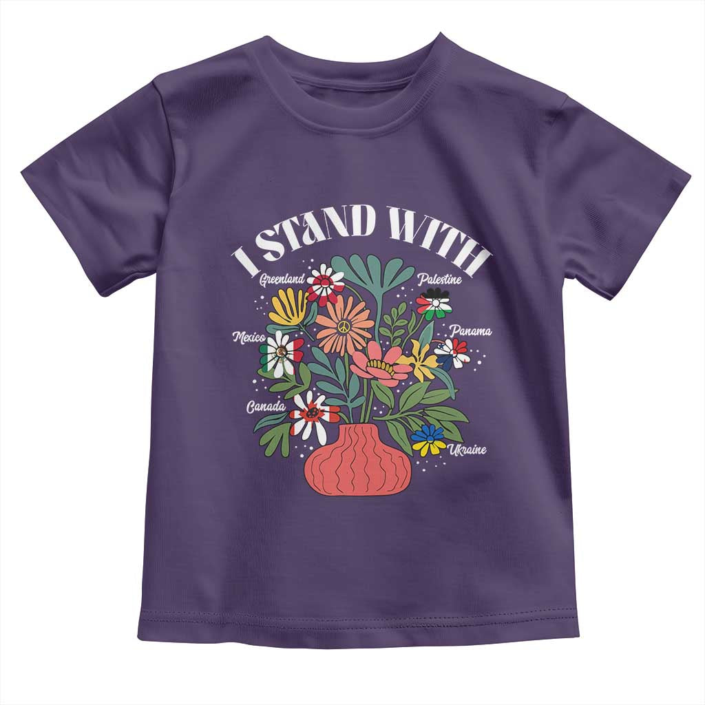 I Stand With Canada Greenland Mexico Panama Gaza Ukraine Toddler T Shirt Retro Floral