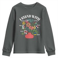 I Stand With Canada Greenland Mexico Panama Gaza Ukraine Youth Sweatshirt Retro Floral