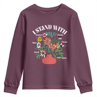 I Stand With Canada Greenland Mexico Panama Gaza Ukraine Youth Sweatshirt Retro Floral